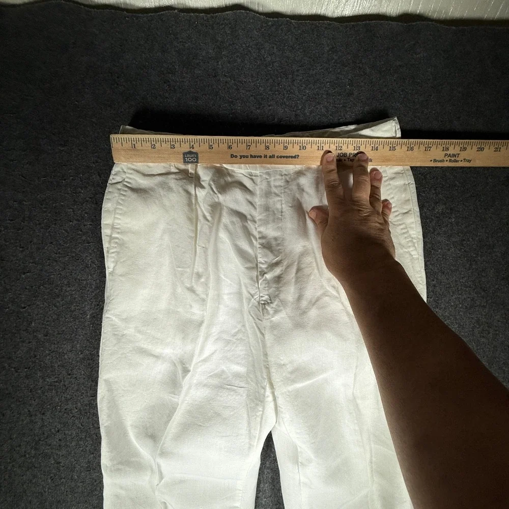 Battistoni Mens White 100% Pure Linen Pleated Trousers Made in Italy Size 32